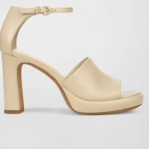 Vince Cream Leather Platform Ankle-Strap Heels